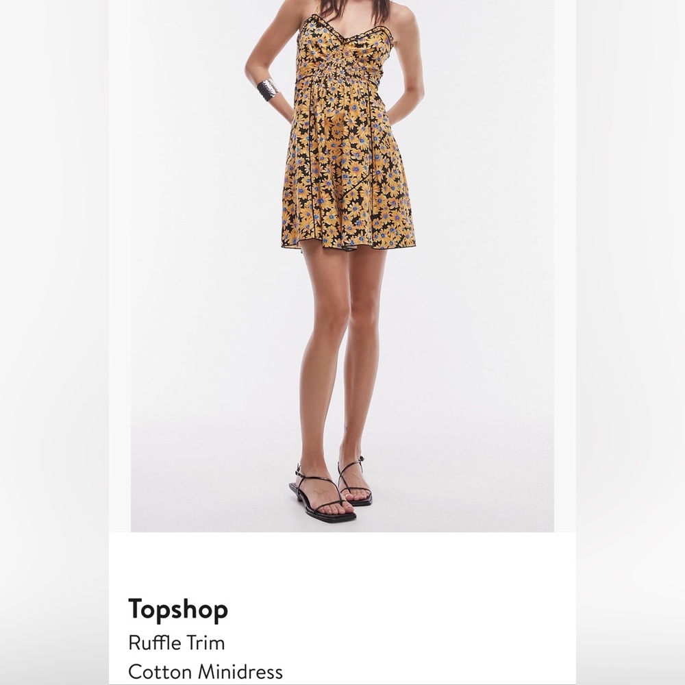 Topshop Yellow Floral Skater Dress